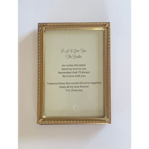1960s Gold Table Frame Beatles Song P.S. I Love You - Picture 9 of 10